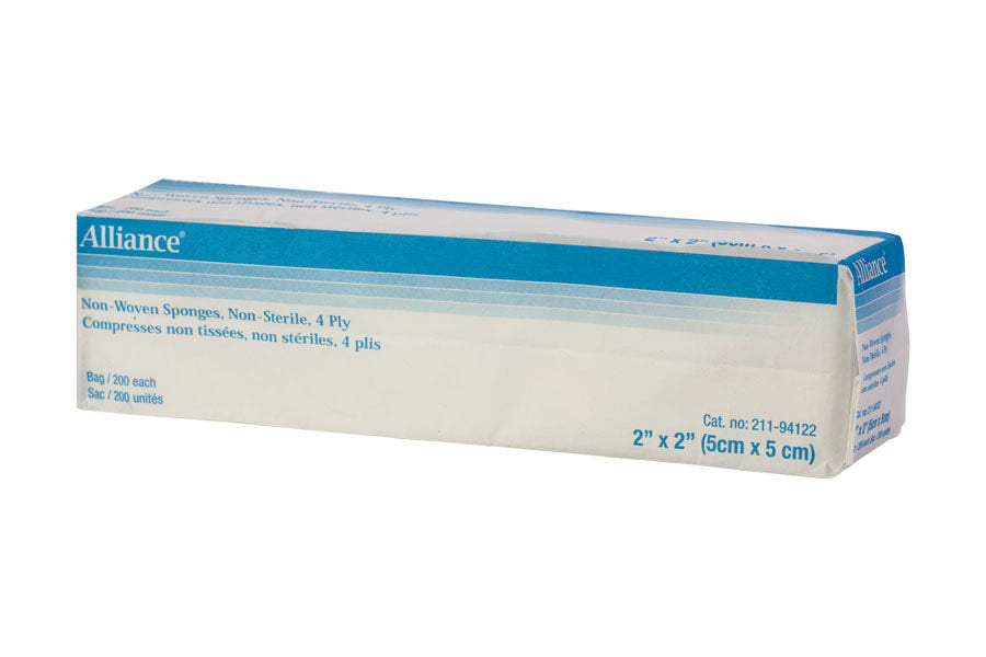 Gauze Sponge Non-woven 4 Ply Non-sterile 2"x2" 5000/Case