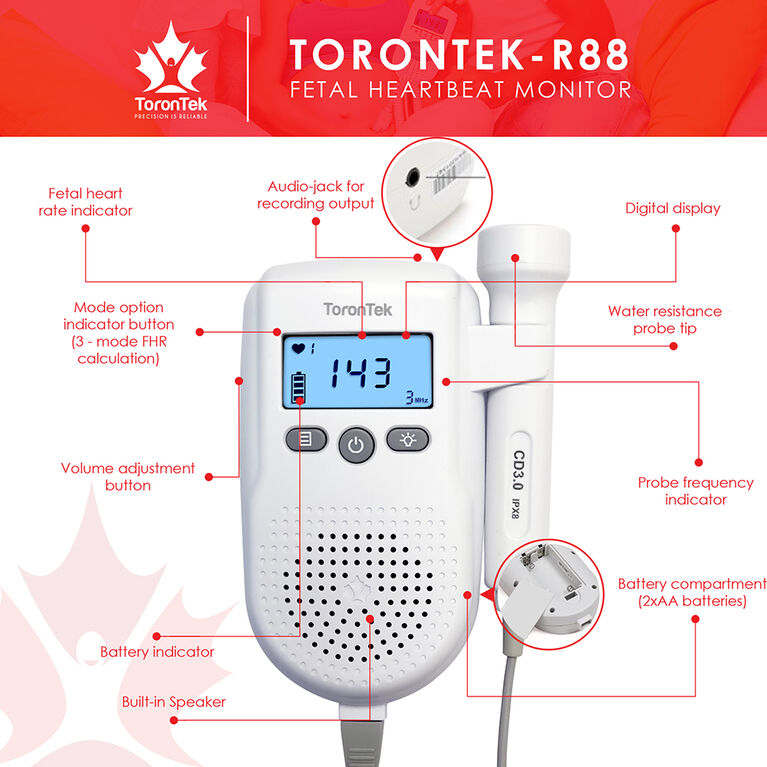Torontek R88 Fetal Heart Monitor with 250 ml Gel