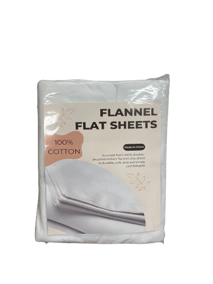 Flannel Flat/Top Sheets 100% Cotton High-Quality Brushed White - 92"x 55'' 10/PACK
