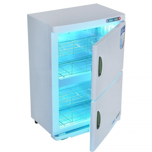 46L Double Door Hot Towel Warmer Cabinet Salon UV Sterilizer - SpaSupply