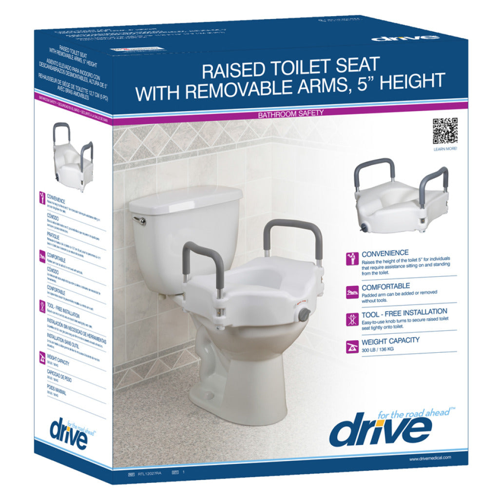 2-in-1 Raised Toilet Seat with Tool-free Removable Arms - SpaSupply
