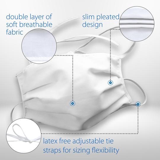 Core Products Layered Cloth White Face Mask Tie Back (5 Pack)