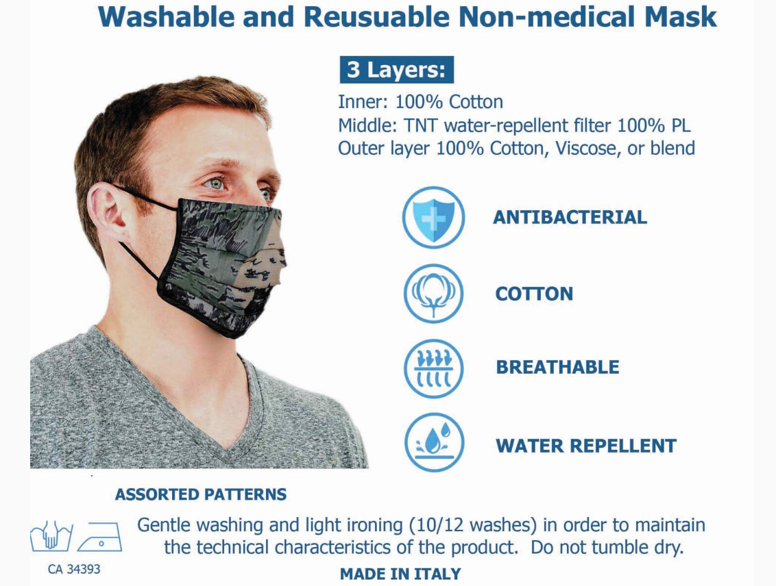 Premium Face Mask w/ Filter Made in Italy