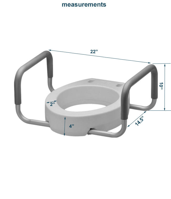 MOBB 4 inch Raised Elongated Toilet Seat with Arms: MHERTSA