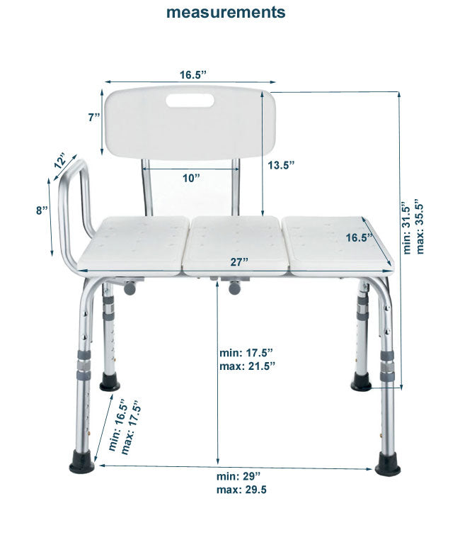 Mobb Transfer Bath Bench with Back: MHSB