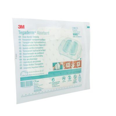 3M Tegaderm Absorbent Clear Acrylic Dressing, Small Square - SpaSupply