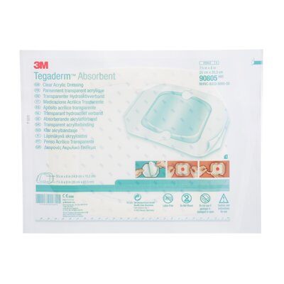 3M Tegaderm Absorbent Clear Acrylic Dressing, Large Square - SpaSupply