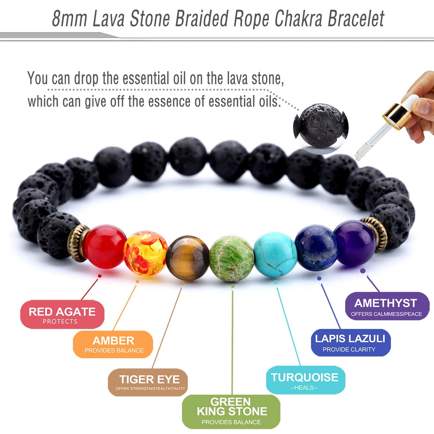 Assorted Lava Stone Bracelets (6 Pieces)