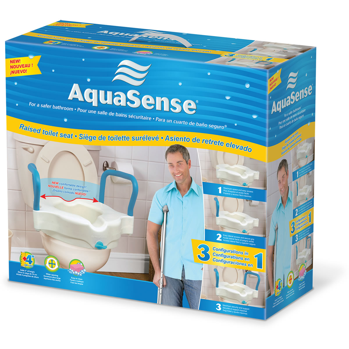 AquaSense 3-in-1 Raised Toilet Seat - SpaSupply