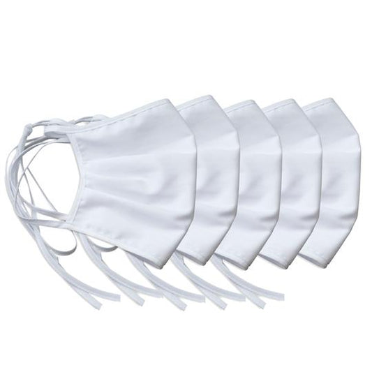 Core Products Layered Cloth White Face Mask Tie Back (5 Pack)