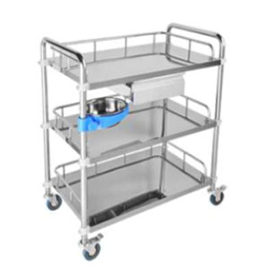 Stainless Steel Trolley - Three Shelves with One Drawer