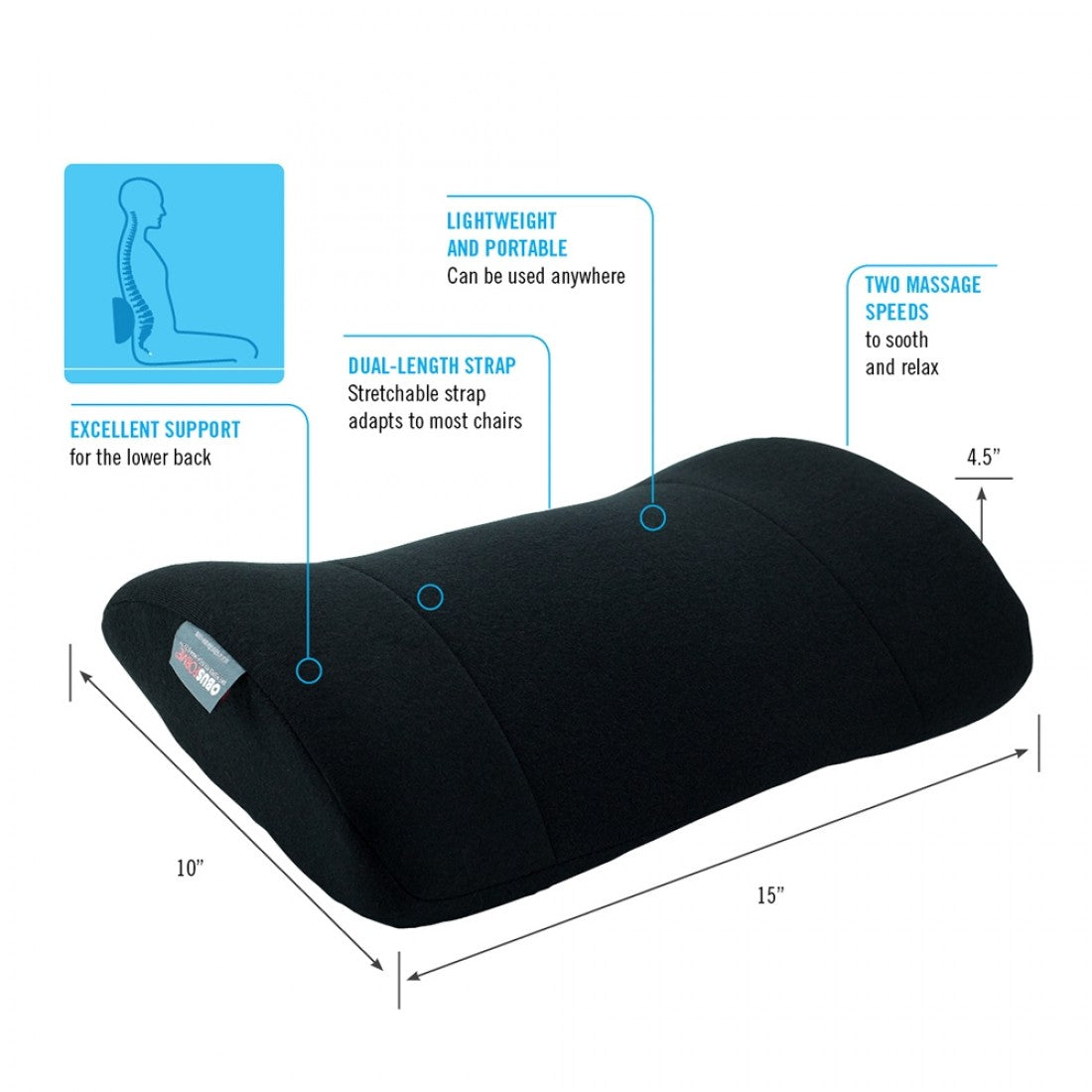 ObusForme Side to Side Lumbar Cushion with Massage - SpaSupply
