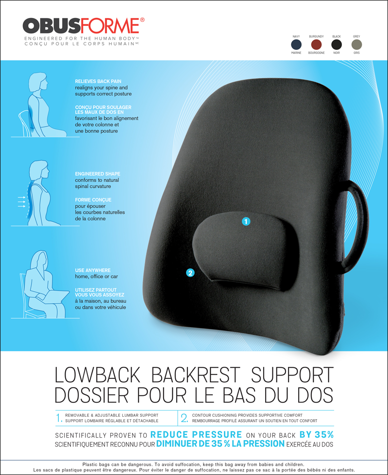 ObusForme Lowback Backrest Support - SpaSupply